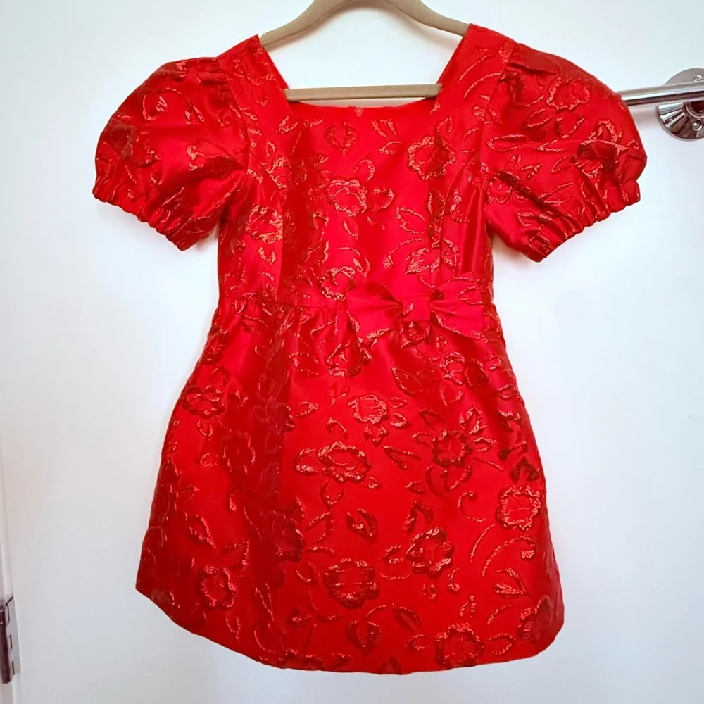 Lilly Pulitzer Girls Alannah Amaryllis Red Floral Brocade Dress size 5 - Picture 1 of 4